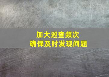 加大巡查频次 确保及时发现问题